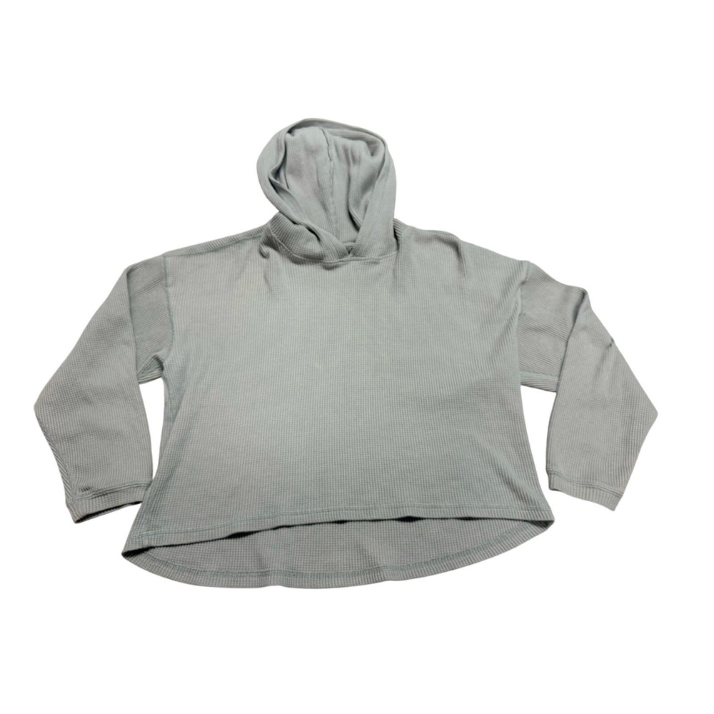 Abercrombie‎ & Fitch Waffle Knit Hoodie Medium Beige Thermal Pullover Basic